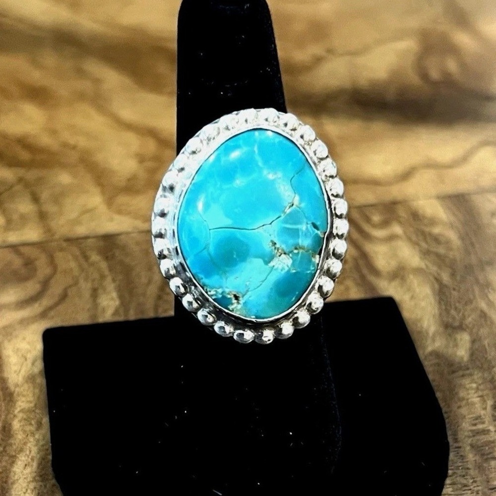 Unbranded Turquoise Ring Women Size 7 Southwestern Boho Sterling Silver